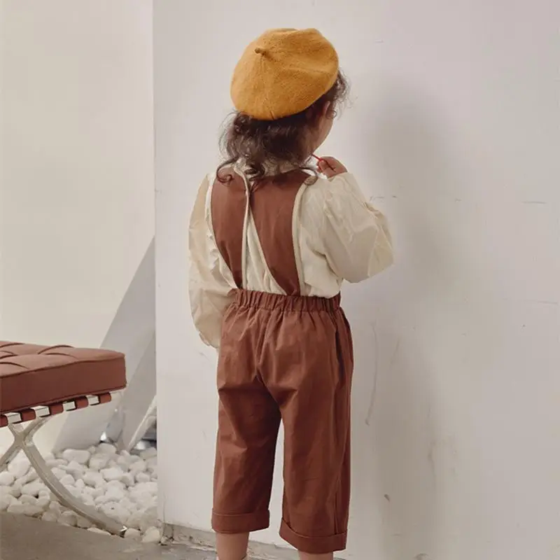 

2021 Summer Vintage Kids Girls Overalls Children Clothes Playsuit Girls Casual Jumpsuits Sleeveless Kids Embroidery Overalls