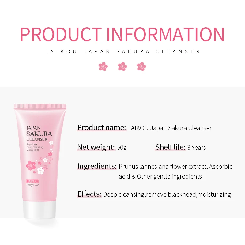 Очищающее средство для лица Sakura из пены очищающее жирной кожи осветляющее ухода