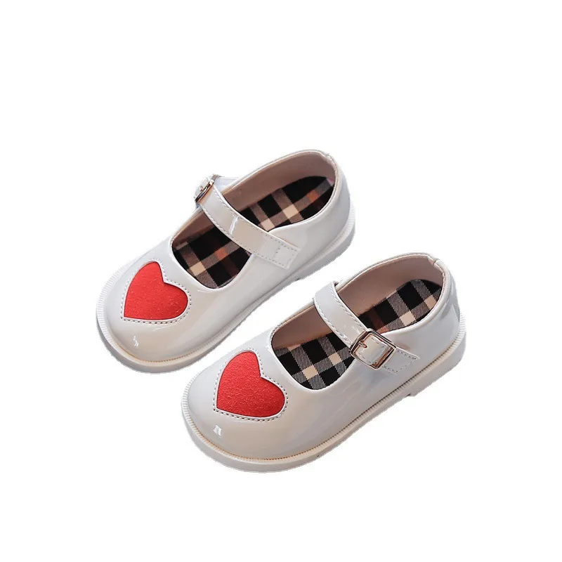 

Childrens British Style Leather Shoes Autumn 2021 New Girl Love Soft Princess Shoes Girl Casual Flats Sweet Hot Cute Fashion