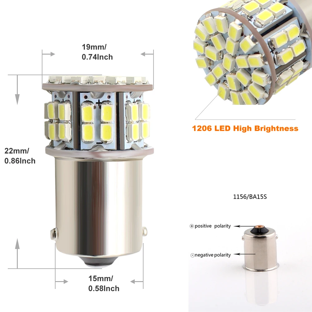 10 шт. 1156 BA15S P21W светодиодный лампы S25 3020 SMD 50 чипов белый автомобильный резервный