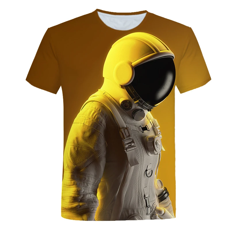 

Футболка мужская оверсайз с коротким рукавом, модный топ с 3D-принтом астронавта, футболка с круглым вырезом, лето 2021