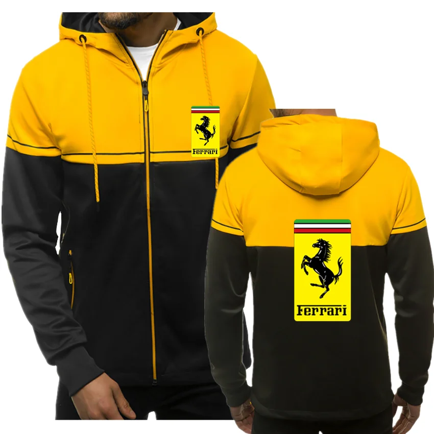 

Ferrari CAR LOGO 2021Spring Autumn Men's Jacket Hoodie Coat Casual Zipper Sweatshirt Men's Sportswear Fashion Men's Hoodie FAL11