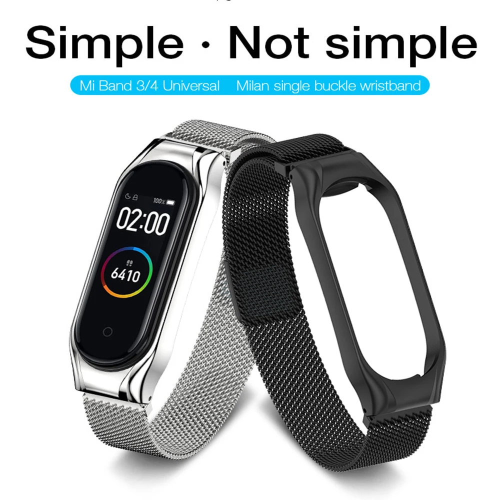 

Metal Bracelet For Xiaomi Mi Band 3 4 Strap Stainless Steel Replacement Wrist Strap For Mi Band4 Bracelet Miband 4 3 Strap Black