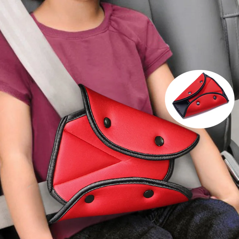 Car Child Seat Belt Retainer Child Neck Protection Belt Car Seat Belt Cover Soft Adjustable Triangular Anti-collision