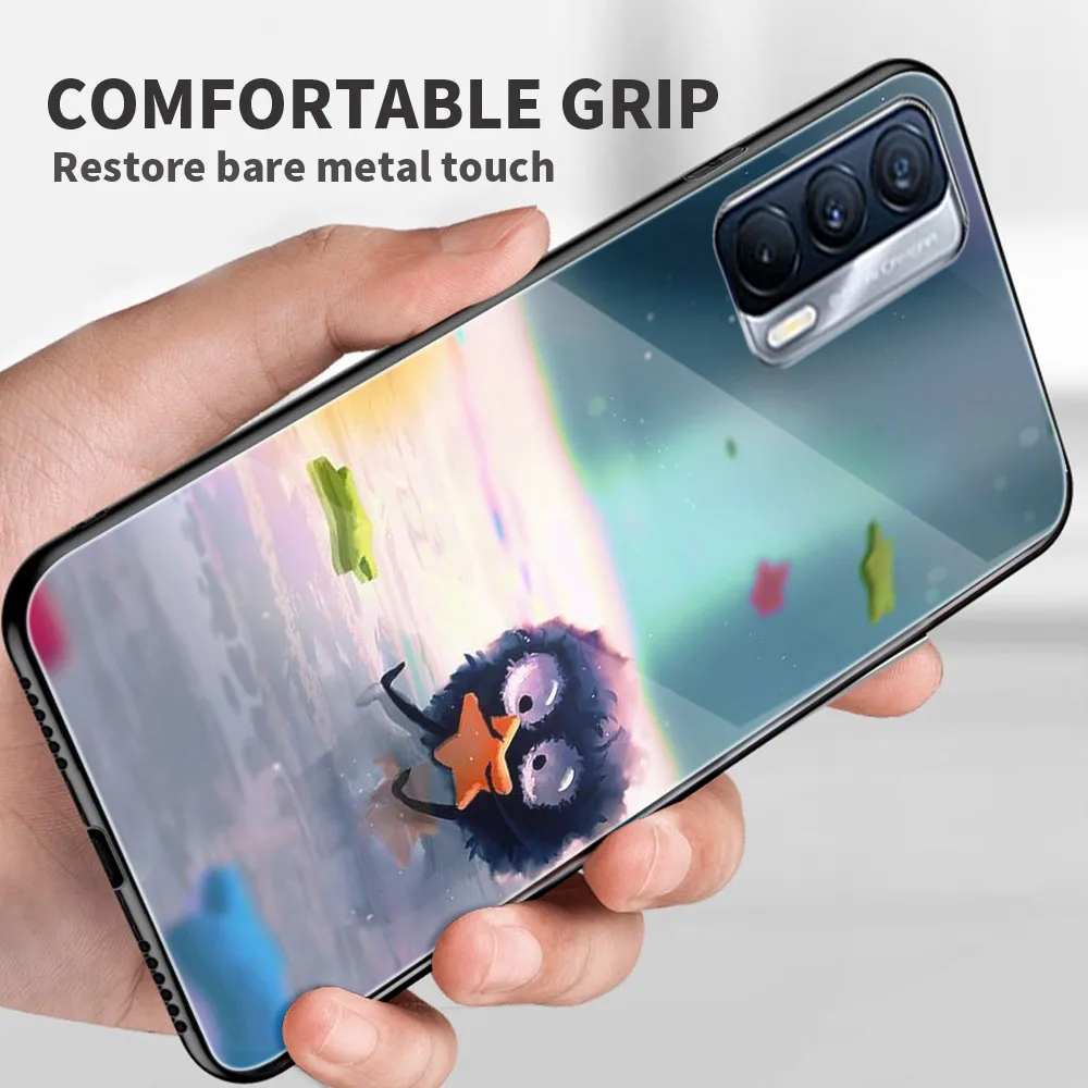anime totoro ghibli art tempered glass cover for realme 7 7i xt c3 6 5 pro for oppo a9 2020 a52 find x2 lite phone case free global shipping