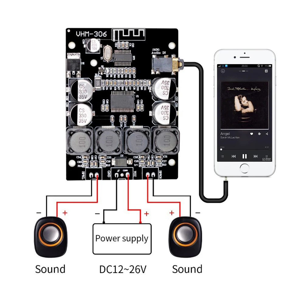 Bluetooth 4 2 2x30 Вт 8-26 В Плата усилителя DIY игрушки модель DC стерео аудио цифровая плата