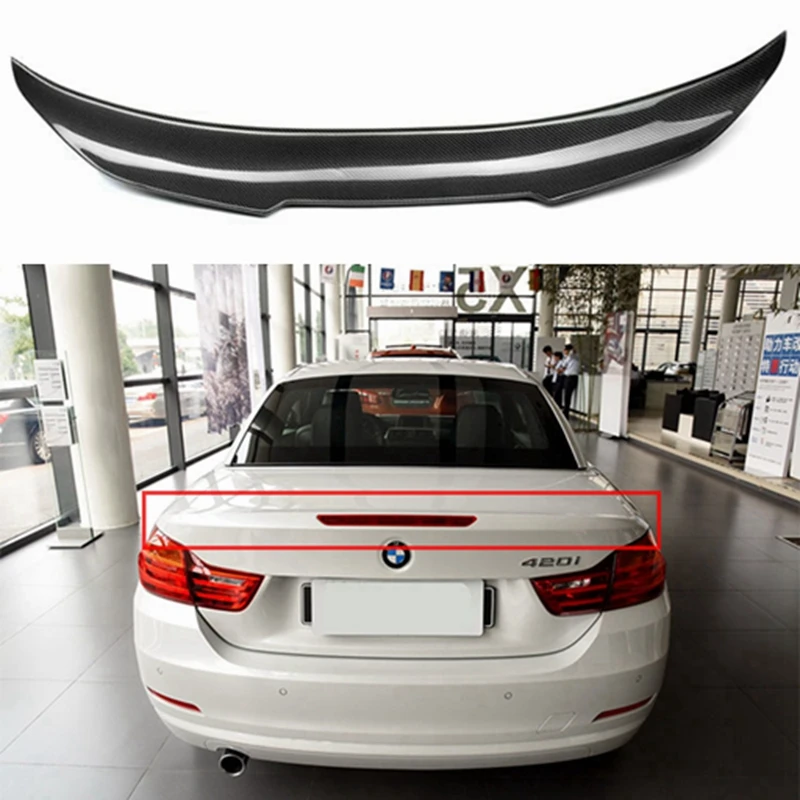 PSM Style Carbon Fiber Rear Roof Spoiler Trunk Lip Wing For BMW F33 Convertible 4 Series 420i 428i 435i F83 M4 2014 2015 2016 UP