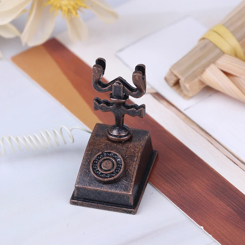 1:12 Миниатюрная модель телефона из сплава винтажный Вращающийся Ретро телефон