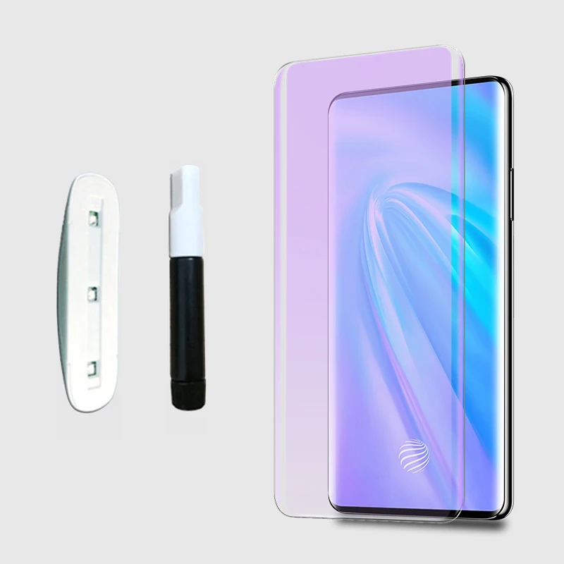 9H полное покрытие защита изогнутое анти Blu Ray Жидкий УФ Клей закаленное стекло для