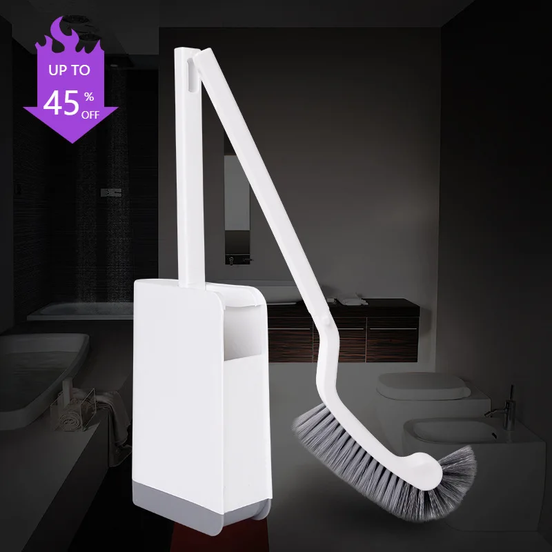 

The Curved Toilet Brush Has No Dead Corners Plain Long-handled Soft-bristled Toilet Brush Plastic Toilet Cleaning Brush