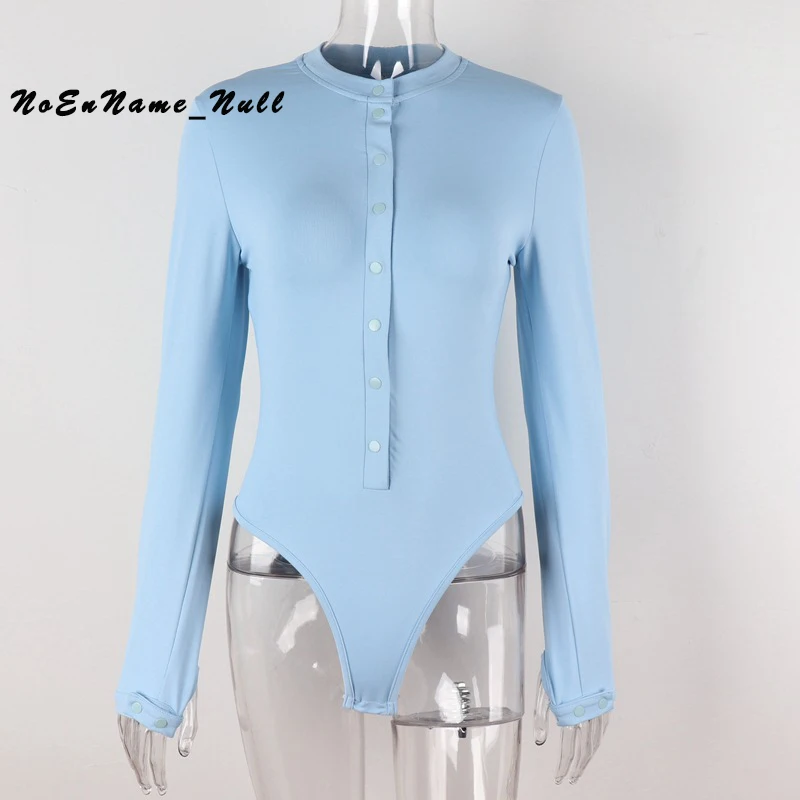 

Sexy half cardigan breasted one piece autumn and winter long sleeve bottomed T-shirt Ladies Sexy Deep V-neck Bodysuits Short