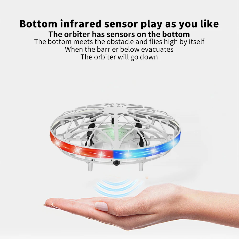 12cm Mini Colorful UFO Drone With LED Light Gesture Sensing Pocket Portable Quadcopter Model Electric drohne Toys for children - купить по