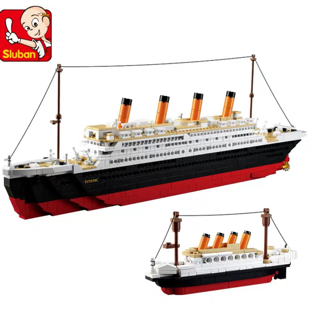 Конструктор Sluban 0577 RMS совместимый с титаником круизный лайнер 3d модель лодки