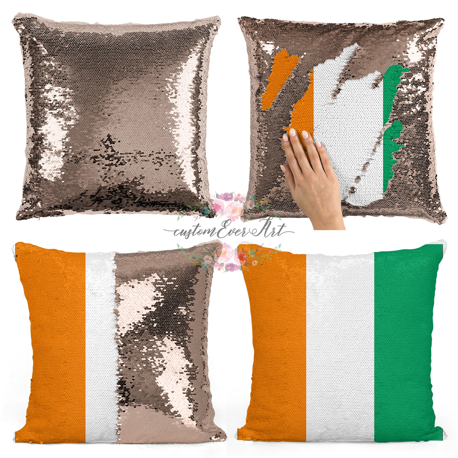 

Cote Divoire decorative throw pillows reversible mermaid sequin pillow case cover dropshipping