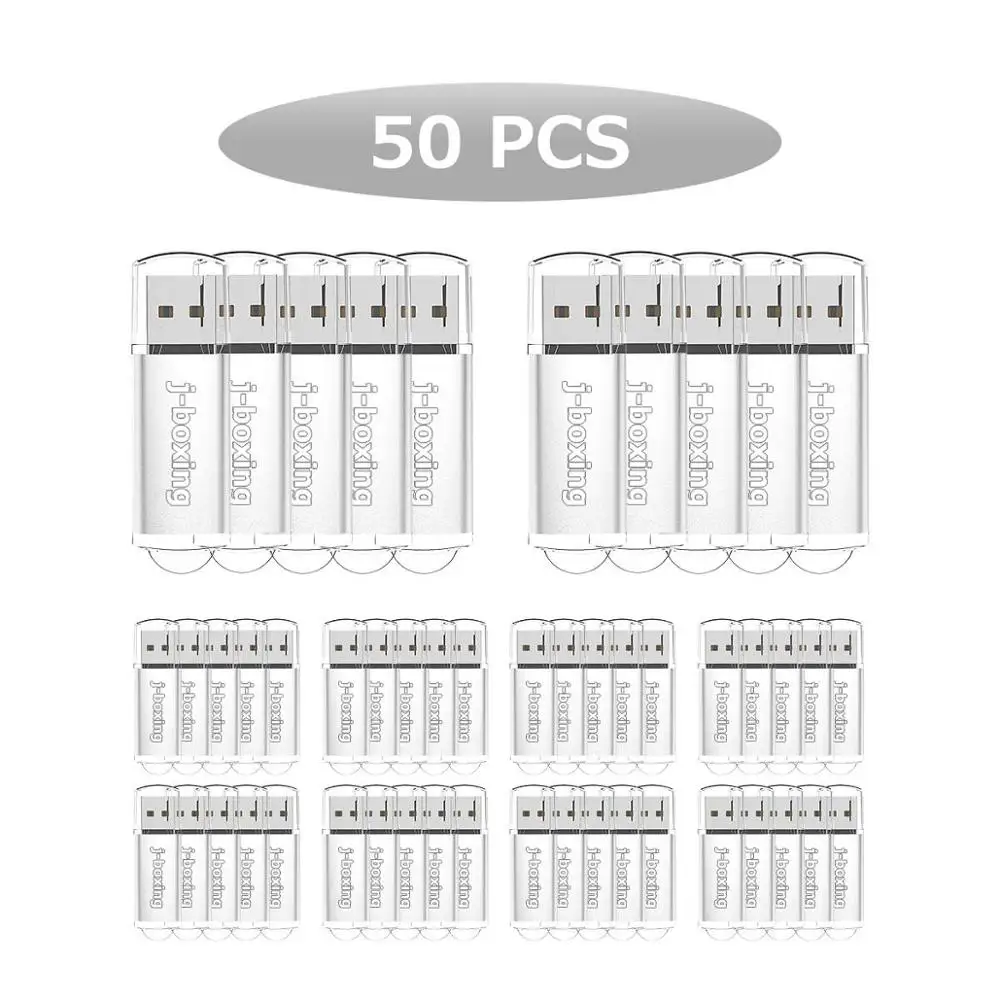J-boxing 50PCS/LOT 32GB USB Flash Drives Rectangle Flash Pen Drive Thumb Storage Memory Stick 8 Colours for PC Laptop Mac Tablet