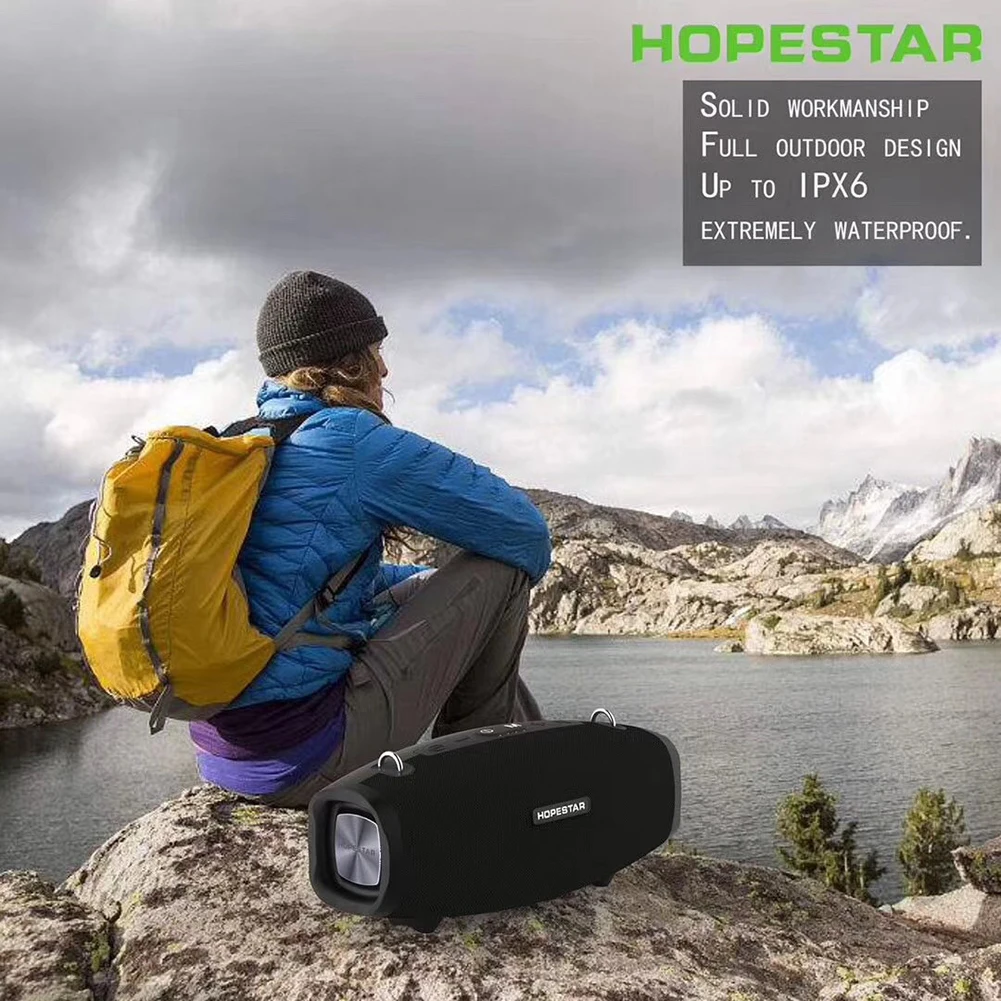 Многофункциональный HOPESTAR H1 40 Вт беспроводной портативный Bluetooth динамик Мобильный фонарик с питанием водонепроницаемый плеер с тяжелыми басами