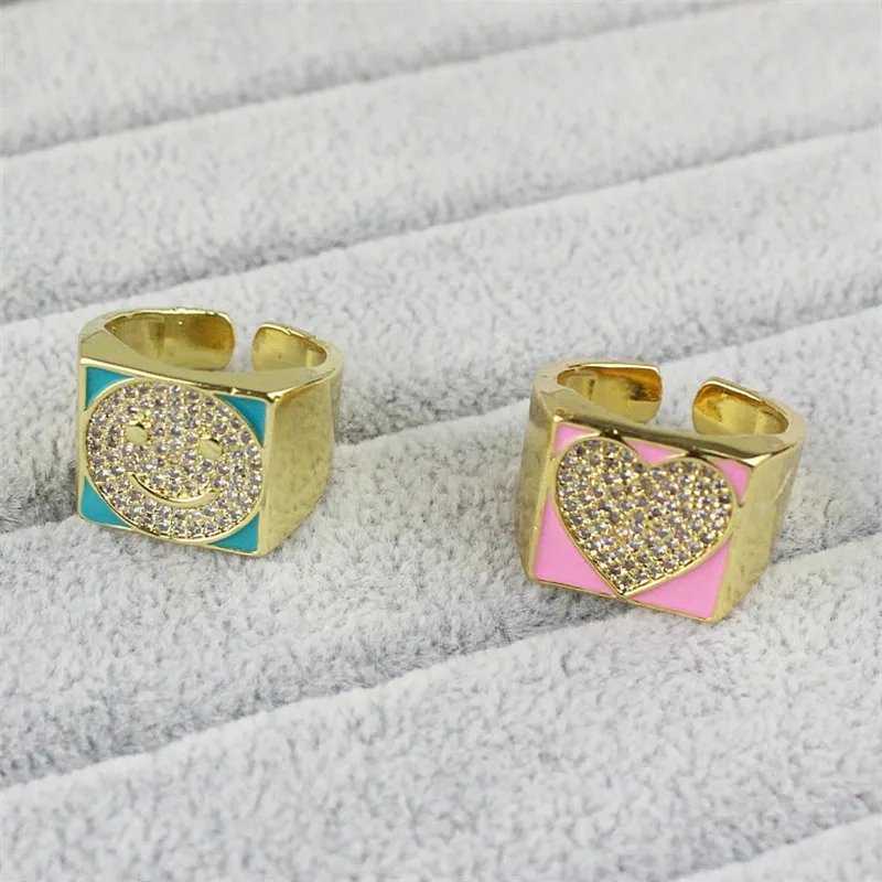 10 шт./лот эмалевое кольцо в форме улыбки/сердца/звезды красочное