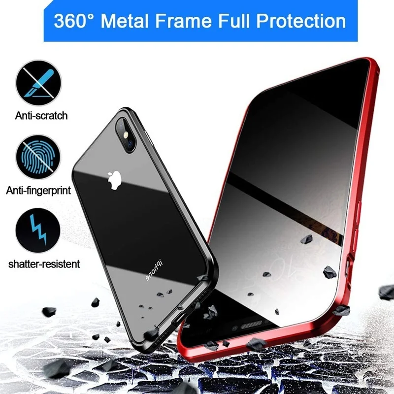 Магнитный металлический чехол для iPhone SE 2020 11 Pro Max XS XR X 8 7 6 s Plus двухсторонний