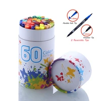 60 colors art markers pens fineliner color pens drawing painting watercolor marker dual tip brush pen school stationery supplies
