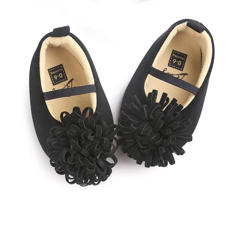 

Spring and Autumn 0-18M Baby Girls Solid Color 3D Flowers Toddler Shoes Infant Soft Sole Comfortable Elastic Band Princess Shoes