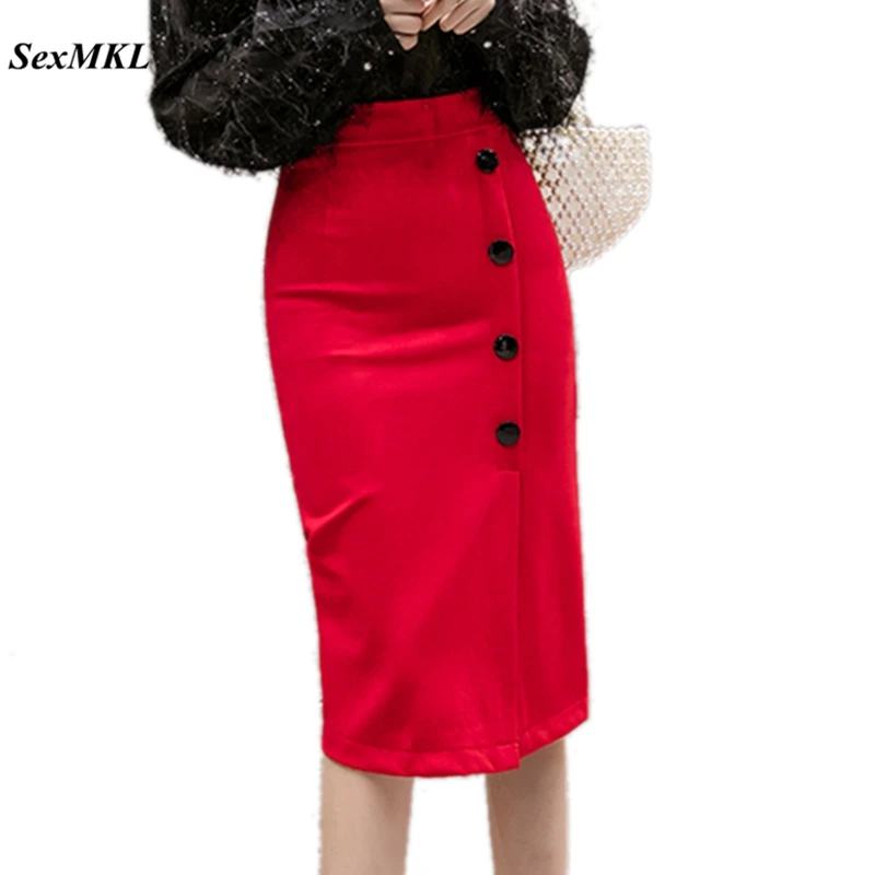 Женская зимняя офисная черная юбка-карандаш до колена с высокой талией | одежда