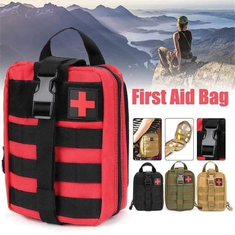 ยุทธวิธีเอวกระเป๋าทหาร Molle EMT Quick Release First Aid Kit เข็มขัดไนลอนกลางแจ้งการล่าสัตว์แคมป์ปิ้ง Survival EDC กระเป๋...