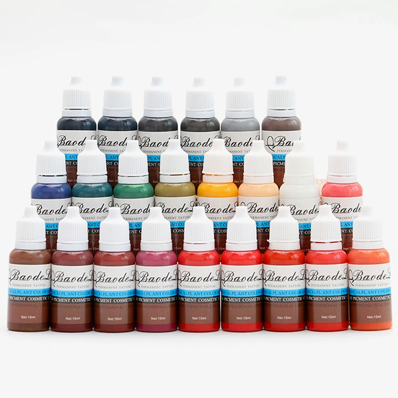 

23 Colors 15ml/Bottle Tattoo Ink Permanent Body Arts Paint Micro Pigment Eyebrow Eyeliner Lip Body Tattoo Art Beauty Tools
