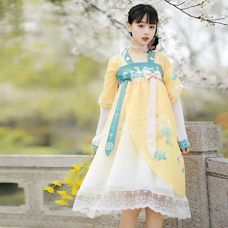 

Original Hanfu Han element dress suspender skirt Huaqingyuexianqi suit spring and summer style improved daily