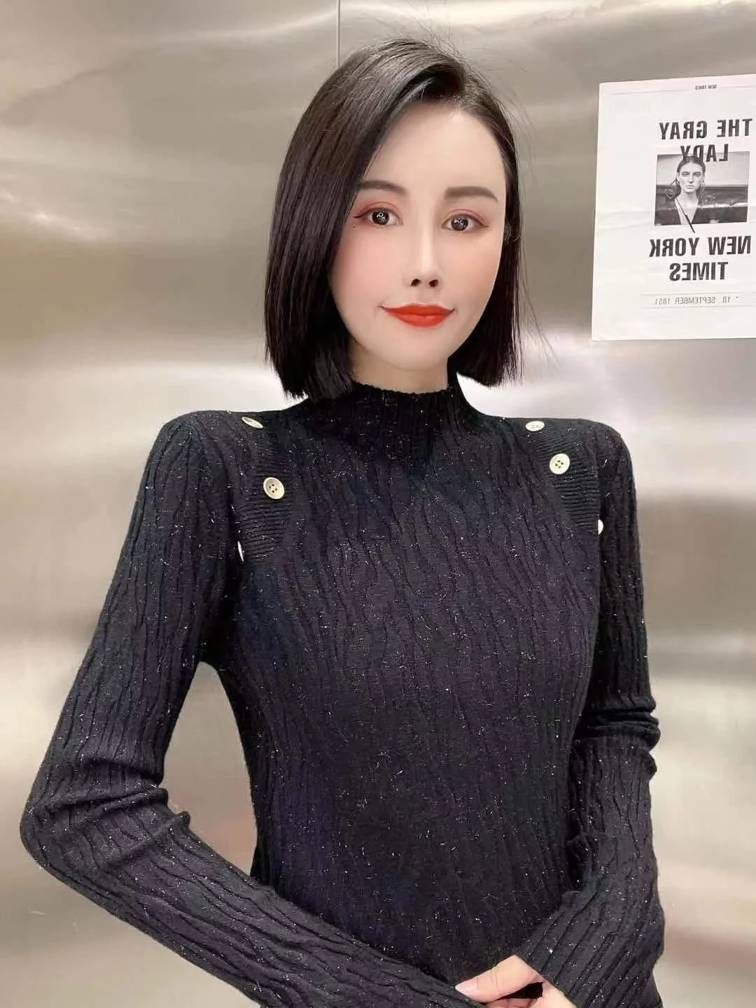 

Женская рубашка с высоким воротником, Осень-зима 2021