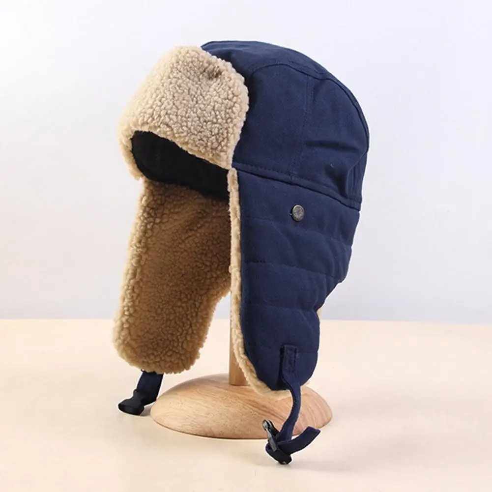 New Fleece Bomber Hat Winter 2021 Autumn Warm Wool Fur Russian Ushanka Hats With Ear Flap Pilot Trapper Cap Earflap Snow | Аксессуары