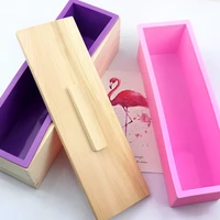 flexible soap silicone mold loaf with wooden lid diy tool 1200ml rectangular soap silicone loaf mold wood box for soap making