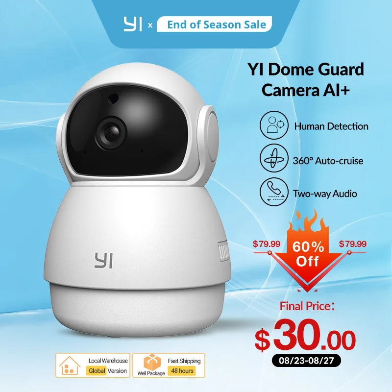 YI купольная охранная камера Wi Fi сетевая домашняя система наблюдения с питанием