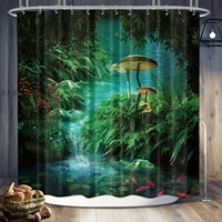 fantasy mushroom shower curtain 72x72in fairy forest tree gothic panel jungle green zen river trippy bathroom decor waterproof