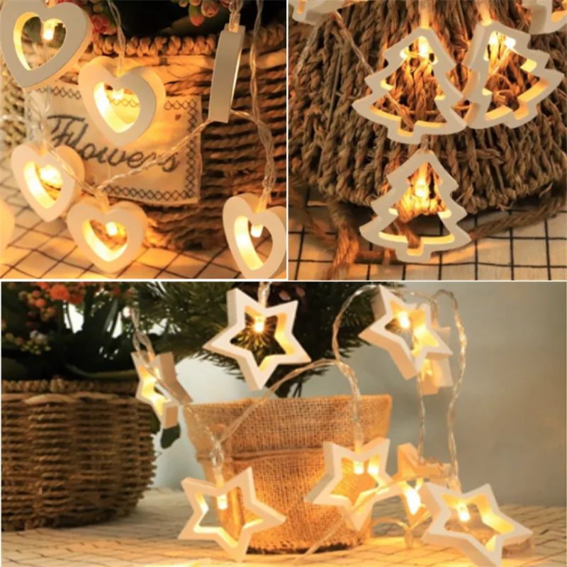 1 2 м 10 Led Деревянный светильник в форме звезды дерева любви сказочный свадебное