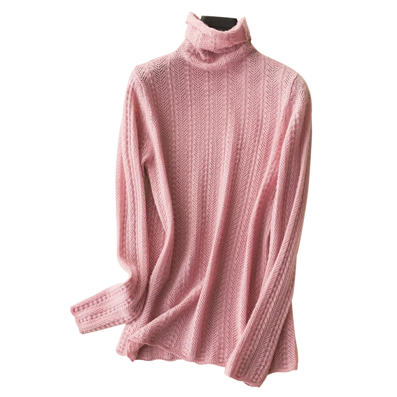 С высоким плотно облегающим шею воротником 100% из чистого кашемира свитер ажурной