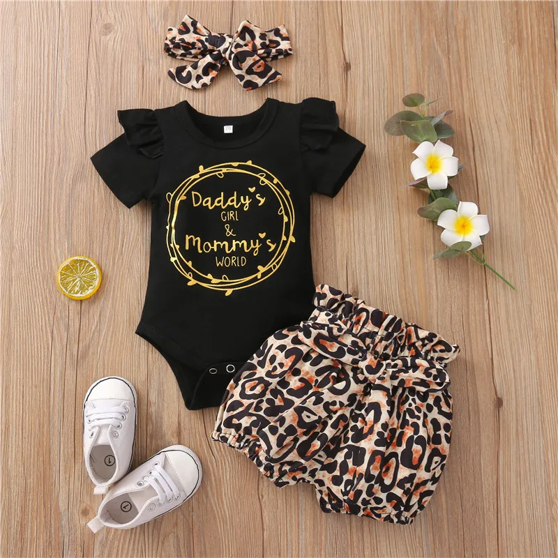 baby knitted clothing set ZAFILLE Leopard Baby Girl Clothes Set Mama Mini Toddler Girl Outfits Letter Printed 3pcs Suit Newborn Clothes Set Summer Baby Clothing Set for girl