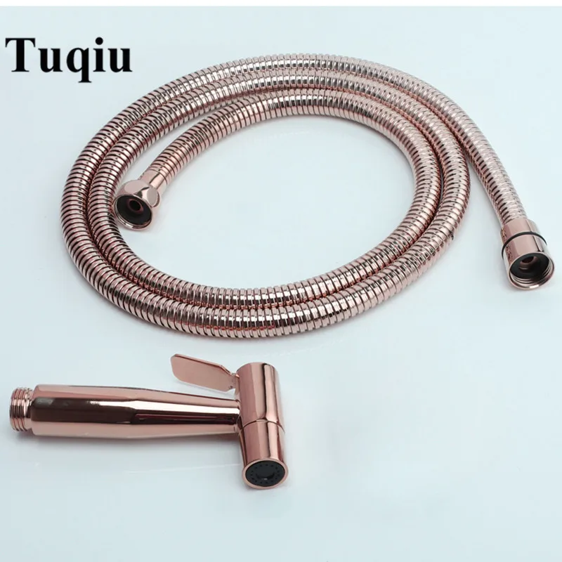 shower head hose RG Tuqiu ручной распылитель для биде, набор для туалета из розового золота и латуни Shattaf, насадка для душа, медный клапан, набор для струйного биде - Цвет: shower head hose RG