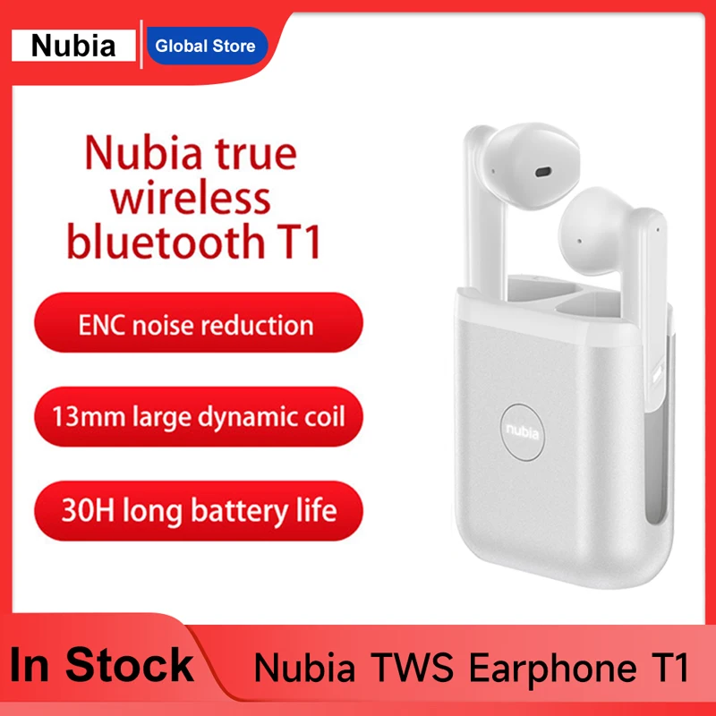 

Оригинальные наушники NUBIA TWS T1 беспроводные Bluetooth наушники для RedMagic 6s Pro ENC шумоподавление 30 часов работы от батареи