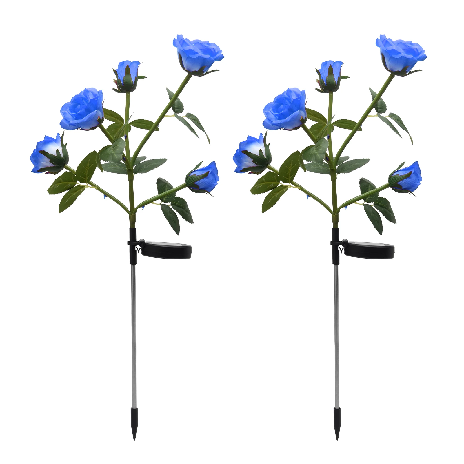 

2pcs/pack Walkway Outdoor Lawn Artificial Rose Flower Solar Powered Yard Pathway IP65 Waterproof Garden Stake Lamp Landscape