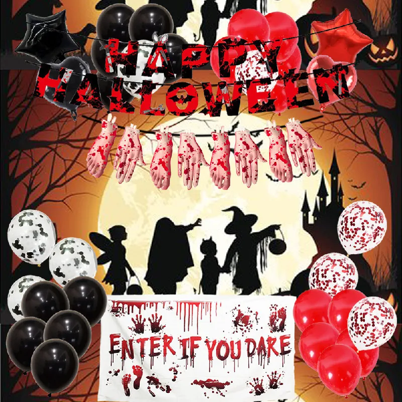 

Halloween Decorations Party Set Banner Broken Hand Balloon Trick Or Treat Kids Boy Girl Favors Gifts Home Family Salon Su