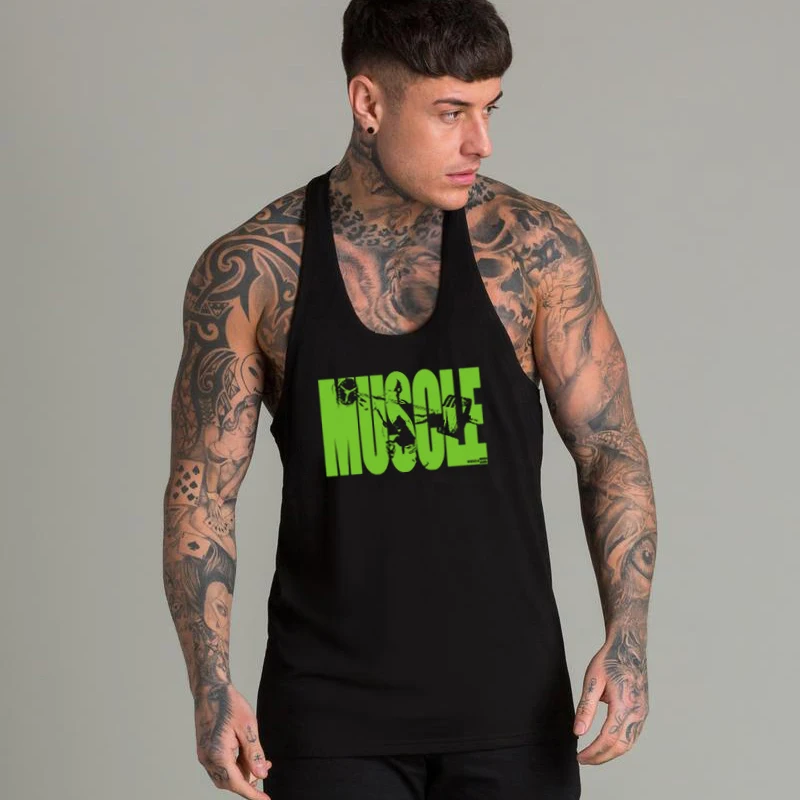 Бодибилдинг одежда хлопок тренажерные залы Стрингер майка для мужчин фитнес