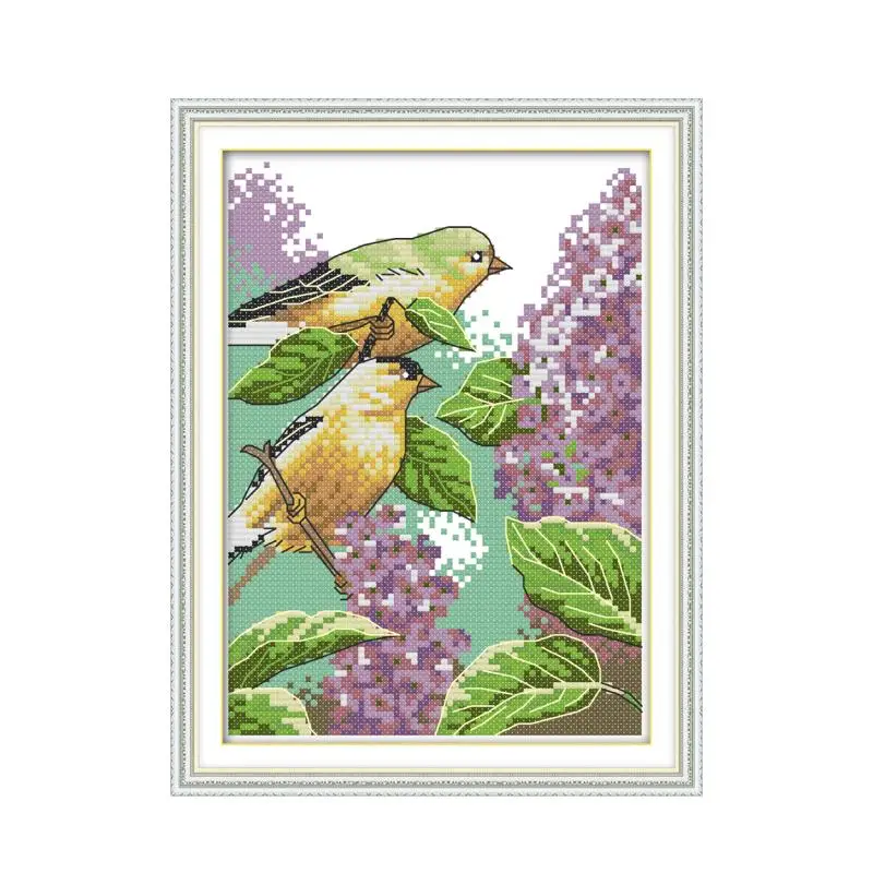 

Two little birds 2 cross stitch kit aida 14ct 11ct count print canvas stitches embroidery DIY handmade needlework