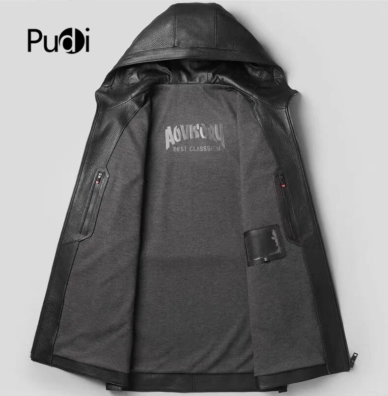 Pudi MT931 новые модные мужские куртки и пальто короткие с капюшоном из настоящей овечьей шерсти жакеты из овечьей кожи Верхняя одежда из натуральной кожи