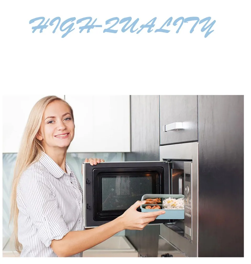 Bento Ланч-бокс для детей с ложкой палочки для еды контейнер герметичный BPA бесплатно Пшеничная солома набор посуды Экологичная коробка для еды