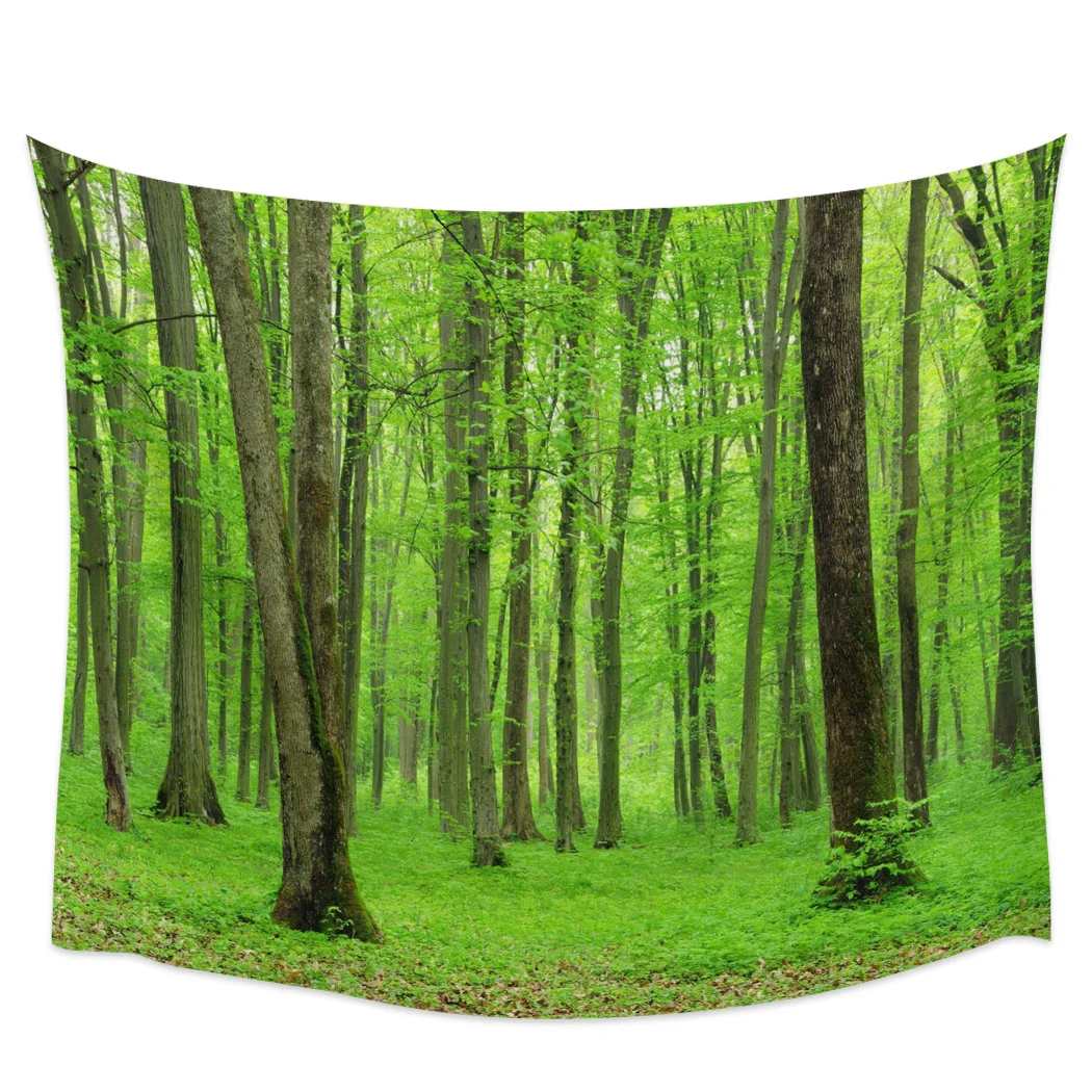 Современный настенный гобелен с рисунком растений зеленый лес подвесной для
