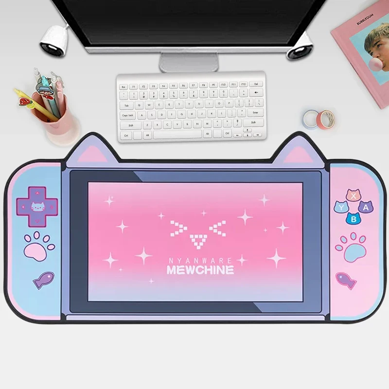 

Cute Cat Gaming Mousepad Grande Rubber Large Computer Cartoon Anime XL Keyboard Mouse Pad Gamer Otaku Laptop Office Desk Mat