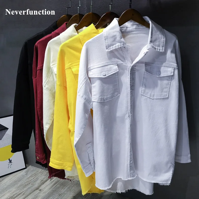 

Мужская джинсовая куртка, белая, красная, черная однотонная куртка стрейч из хлопка, верхняя одежда, 5 видов цветов