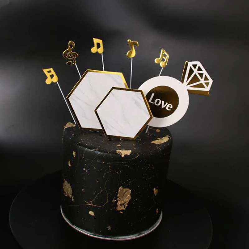 Партиями по 5 комплектов Мрамор Стиль для капкейка декор из музыкальных нот