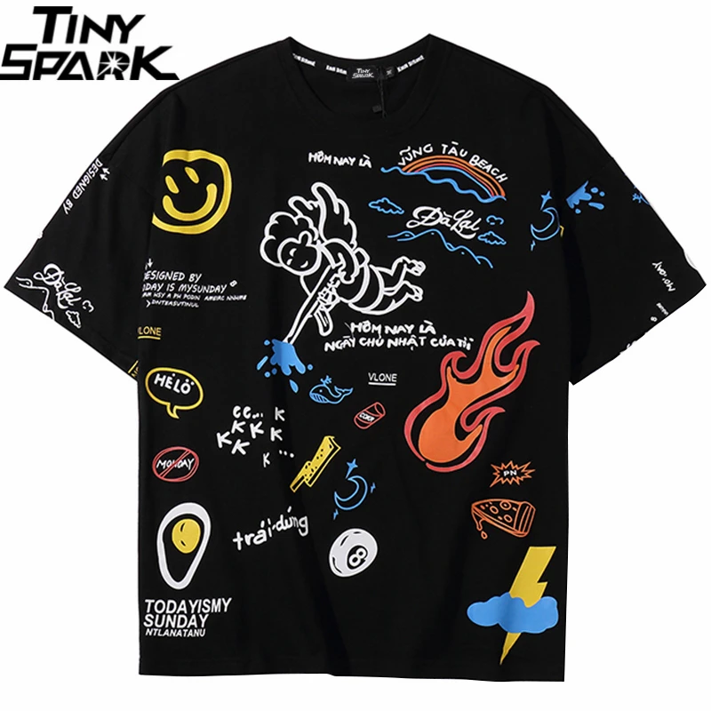 Мужская футболка в стиле хип хоп уличная с коротким рукавом Харадзюку летняя