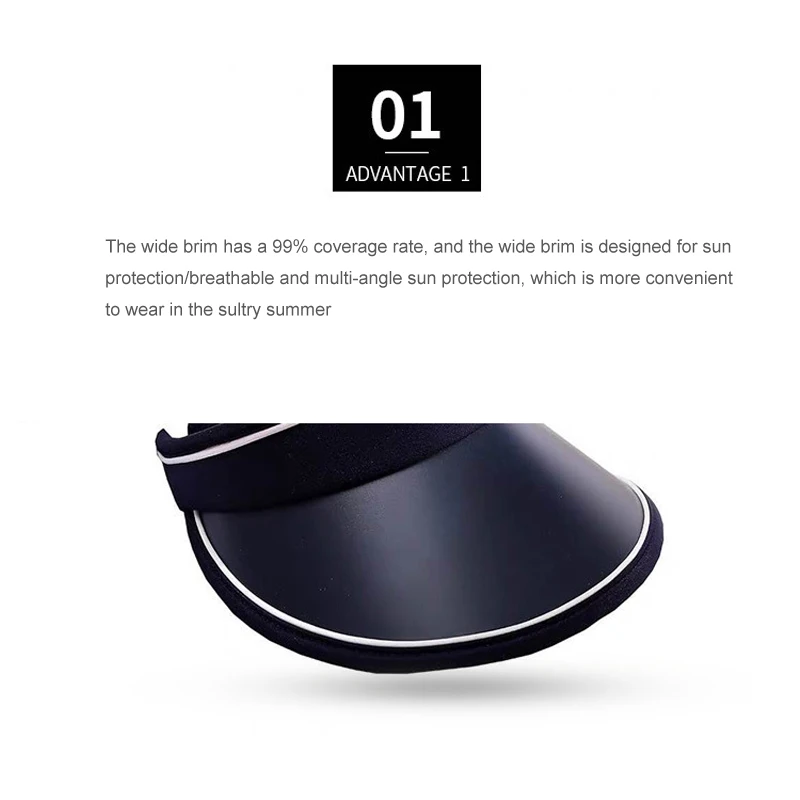 

Wide Brim Sun Visors Summer UV Protection Beach Cap Gardening Topless Hat for Outdoor Sports UPF 50+ LXH